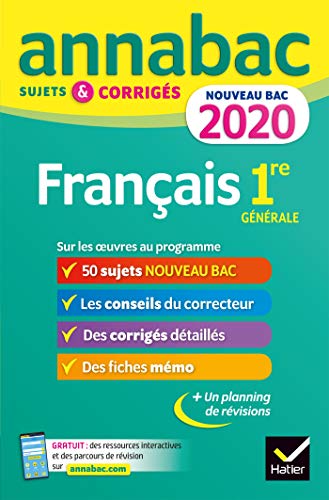 Stock image for Franais 1re Sries Gnrales Bac 2020 : Sujets Et Corrigs Pour Le Nouveau Bac Franais for sale by RECYCLIVRE