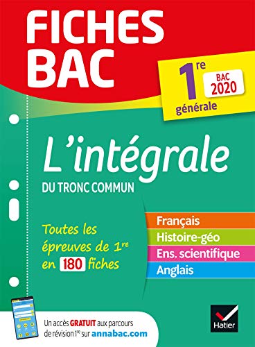 Beispielbild fr Fiches bac L'intgrale du tronc commun 1re Bac 2020: nouveau programme de Premire 2019-2020 zum Verkauf von Ammareal