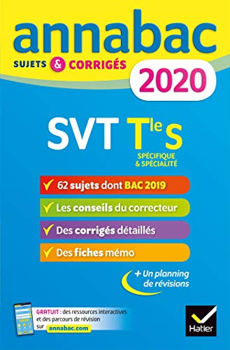 Beispielbild fr Annales Annabac 2020 SVT Tle S: sujets et corrigs du bac Terminale S zum Verkauf von Ammareal