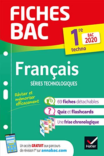 Stock image for Fiches bac Franais 1re technologique Bac 2020: inclus oeuvres au programme 2019-2020 for sale by Ammareal