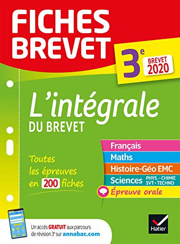 Beispielbild fr Fiches brevet L'intgrale du brevet 3e Brevet 2020: fiches de rvision pour les 5 preuves zum Verkauf von Ammareal