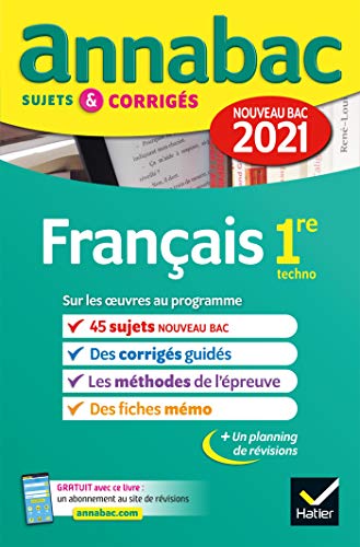 Stock image for Annales du bac Annabac 2021 Franais 1re technologique: sujets & corrigs nouveau bac for sale by Ammareal