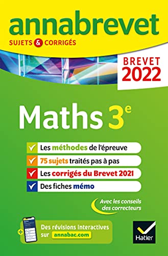 Beispielbild fr Annales du brevet Annabrevet 2022 Maths 3e: mthodes du brevet & sujets corrigs zum Verkauf von Ammareal