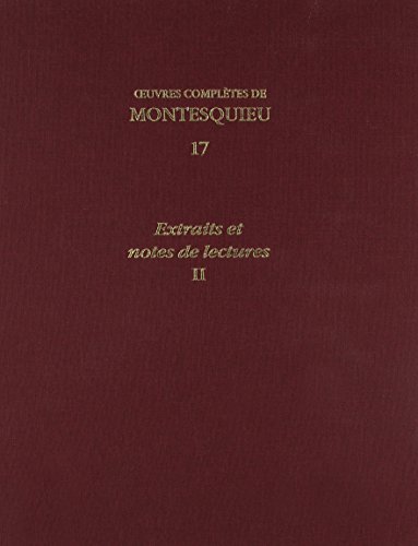 Beispielbild fr OEuvres compltes: Extraits et notes de lectures, II (Bibliotheque Du Xviiie Siecle) (French Edition) zum Verkauf von Gallix