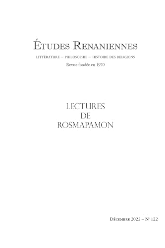 Beispielbild fr Etudes Renaniennes: Lectures de Rosmapamon zum Verkauf von medimops