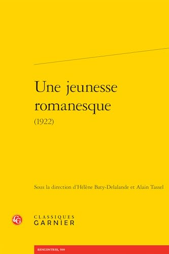 Stock image for Une Jeunesse Romanesque (Litterature des XXe et XXIe siecles, 47) (French Edition) for sale by Gallix