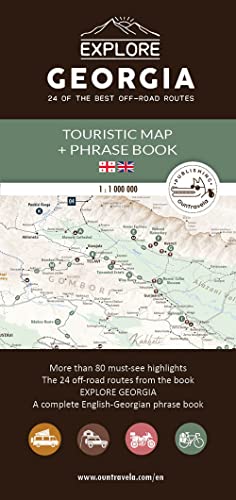 Stock image for Tourist Map of Georgia + English-Georgian Phrasebook: Geographical map of Georgia - Caucasus for sale by Ria Christie Collections