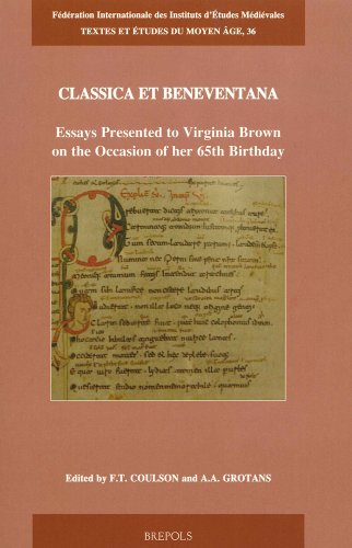 Beispielbild fr Classica et Beneventana: Essays Presented to Virginia Brown on the Occasion of her 65th Birthday (TEXTES ET ETUDES DU MOYEN AGE) zum Verkauf von Powell's Bookstores Chicago, ABAA