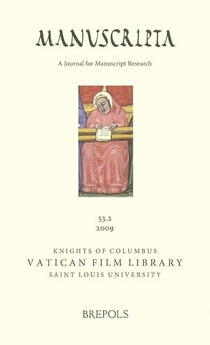 Beispielbild fr Manuscripta (MSS 53:2) Manuscripta 53:2 (2009) zum Verkauf von Antiquariat  Udo Schwrer