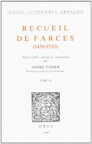 Beispielbild fr Recueil de farces: (1450-1550) zum Verkauf von Ammareal