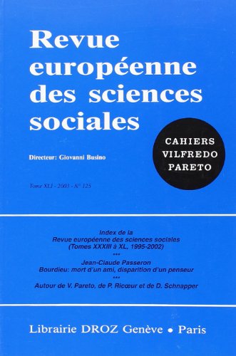 9782600008440: Index de la Revue Europeenne des Sciences Sociales (Tomes Xxxiii a Xl, 1995-2002). Jean-Claude Passe