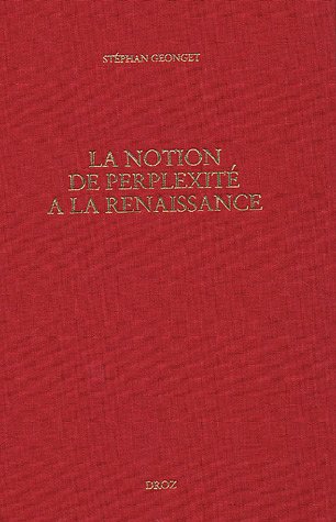 9782600010177: La notion de perplexit  la Renaissance