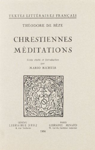 Beispielbild fr CHRESTIENNES MEDITATIONS zum Verkauf von Gallix