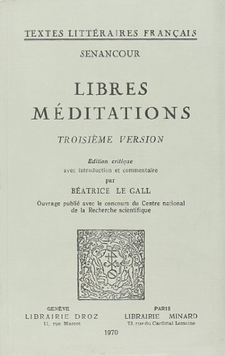 Beispielbild fr LIBRES MEDITATIONS zum Verkauf von Gallix