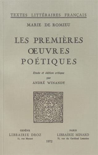 Stock image for LES PREMIERES OEUVRES POETIQUES for sale by Gallix