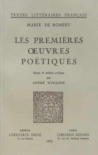 Stock image for LES PREMIERES OEUVRES POETIQUES for sale by Gallix