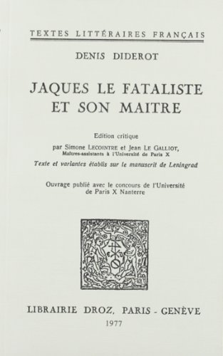 JACQUES LE FATALISTE ET SON MAITRE (9782600025041) by DIDEROT DENIS