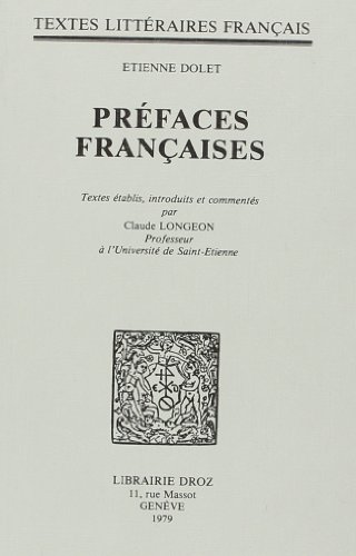Beispielbild fr PREFACES FRANCAISES zum Verkauf von Gallix