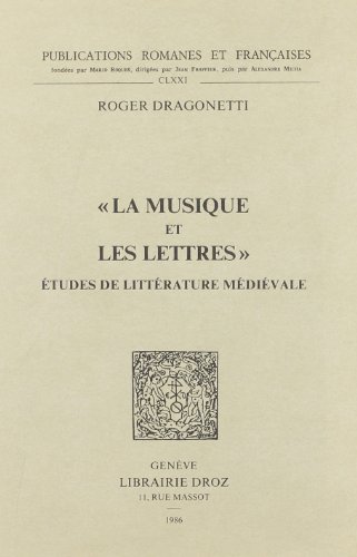 Stock image for "LA MUSIQUE ET LES LETTRES" : ETUDES DE LITTERATURE MEDIEVALE for sale by Gallix