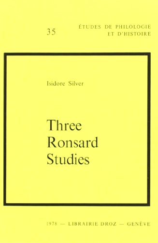 Imagen de archivo de THREE RONSARD STUDIES a la venta por Gallix