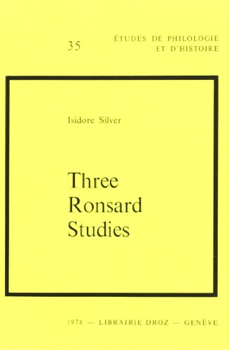 Stock image for THREE RONSARD STUDIES for sale by Gallix