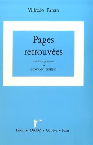 PAGES RETROUVEES (9782600041201) by PARETO VILFREDO