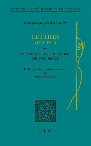 9782600059138: Lettres (1925-1944): Avec pomes et textes indits de Max Jacob
