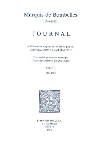 Beispielbild fr Journal du Marquis de Bombelles -------- Tome 2 , zum Verkauf von Okmhistoire