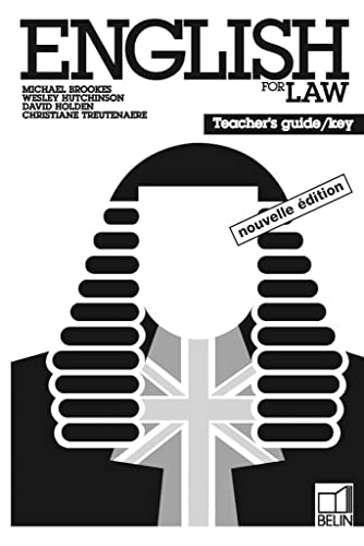 Imagen de archivo de English for Law: Teacher's Guide/key a la venta por Ammareal