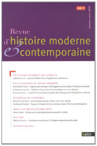Beispielbild fr Revue d'histoire moderne et contemporaine, N 60-1, Janvier-mars 2013 : zum Verkauf von Revaluation Books
