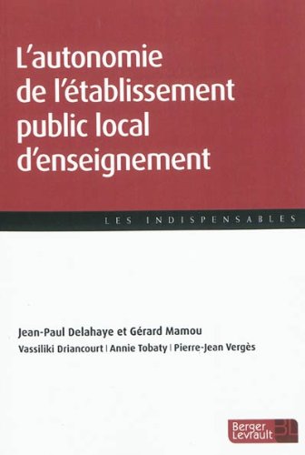 Stock image for L'autonomie de l'tablissement public local d'enseignement for sale by Ammareal