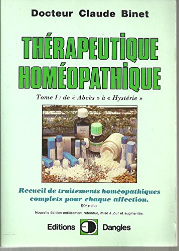 Stock image for Thrapeutique homopathique T.1 for sale by Librairie Th  la page