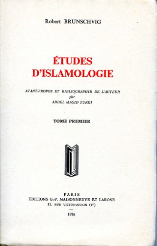 9782706806285: Etudes d'islamologie (deux tomes).