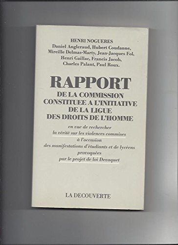 Beispielbild fr Rapport de la commission constitue  l'initiative de la Ligue des droits de l'homme zum Verkauf von Ammareal
