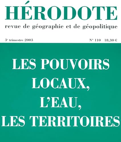 9782707141415: Hrodote, numro 110 : Eau - Territoires - Pouvoirs locaux