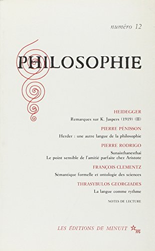 Stock image for Philosophie, N 12 Automne 1986 : for sale by Revaluation Books