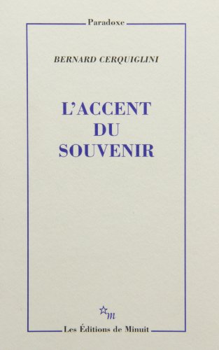 Stock image for L'Accent du souvenir for sale by medimops