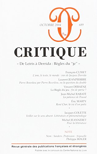 9782707318756: Revue critique 689