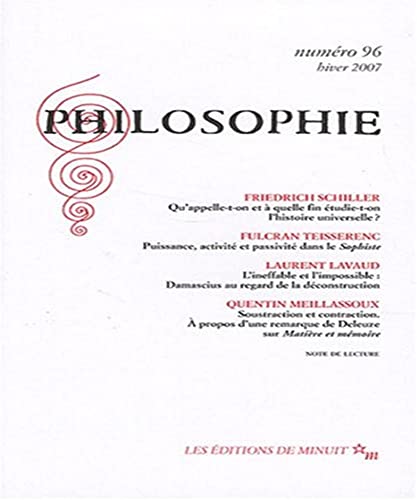 Beispielbild fr Philosophie, N 96, Hiver 2007 : zum Verkauf von Revaluation Books