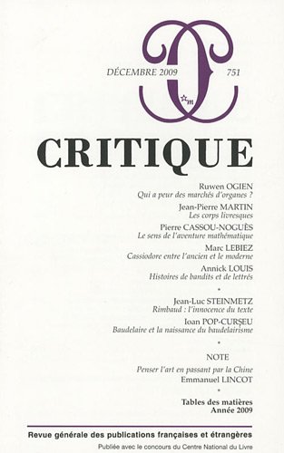 Beispielbild fr Critique, N 751 : zum Verkauf von Revaluation Books