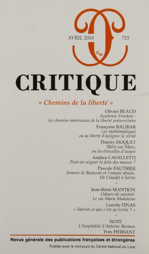 9782707321176: Critique 755 Chemins de la libert