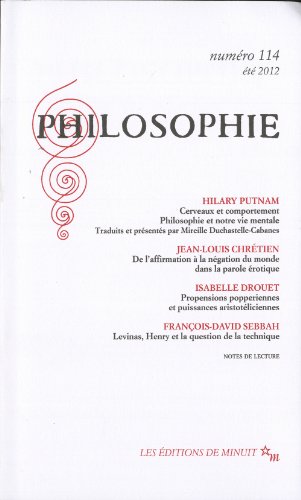 Beispielbild fr Philosophie, N 114, t 2012 : zum Verkauf von Revaluation Books