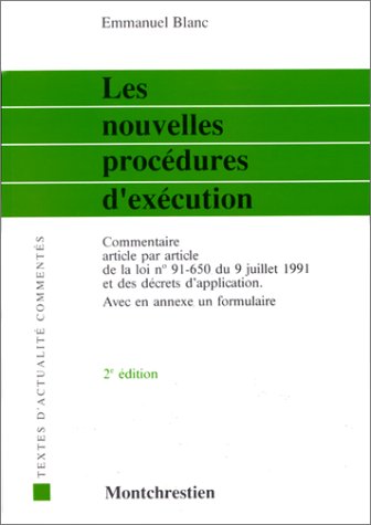 Beispielbild fr Les nouvelles procdures d'excution zum Verkauf von Ammareal