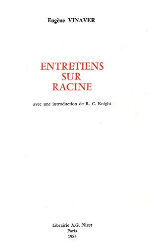 Entretiens Sur Racine (French Edition) (9782707810427) by Vinaver, Eugene