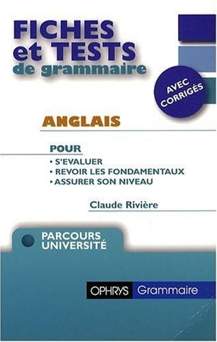 Beispielbild fr Fiches et tests de grammaire - Anglais - avec corrigs zum Verkauf von medimops