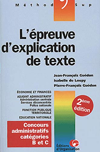 Beispielbild fr L'preuve d'explication de texte zum Verkauf von medimops