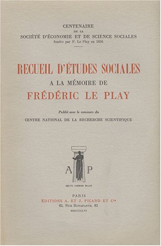9782708402799: RECUEIL D'ETUDES SOCIALES A LA MEMOIRE DE FREDERIC LE PLAY,