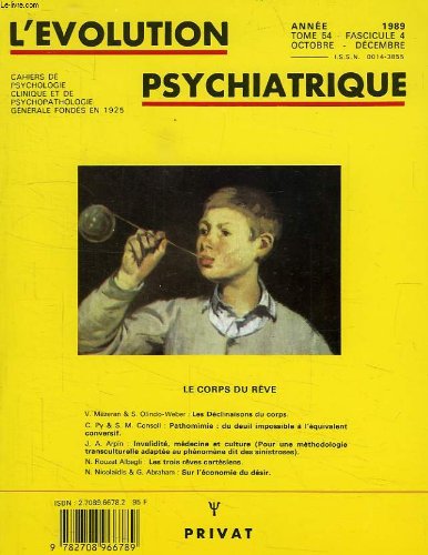 9782708966789: L'evolution psychiatrique, tome 54, fasc. 4, oct.-dec. 1989