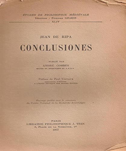 9782711604036: Conclusiones: 44 (Etudes De Philosophie Medievale)