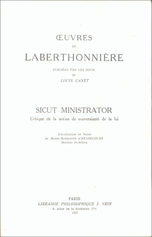 9782711604517: Sicut Ministrator ou critique de la notion de souverainet de la loi (Problemes & Controverses)